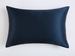 Luxe Bedding 6A Grade 100% Mulberry Silk ZIPPERED STANDARD Pillowcase Navy