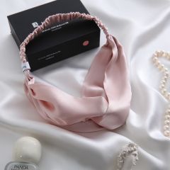 6A Grade 100% Mulberry Silk Headband Pink