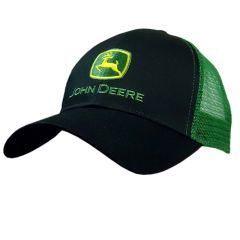 John Deere Men/Unisex One Size Logo Mesh 100% Cotton Twill Cap/Hat Black/Green