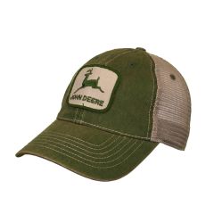 John Deere Men/Unisex One Size LP73336-JD Stoned Washed Cap-Green/Ivory