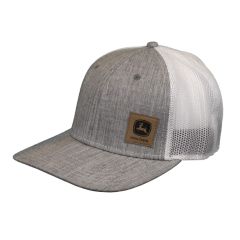 John Deere LP73374-JD Men's Twill/Mesh Trucker Cap/Hat Grey/White Suede Logo