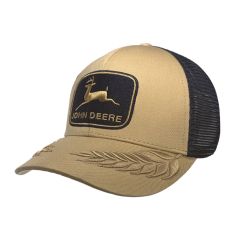 John Deere LP76458-JD Twill/Mesh Trucker Cap/Hat 3D Wheat/Navy One Size