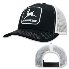 John Deere Moline 112 Fit Themed Mens Cotton/Mesh Trucker Hat/Cap Black/White