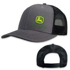 John Deere Moline 112 Fit Themed Mens Cotton/Mesh Trucker Hat/Cap Charcoal/Black