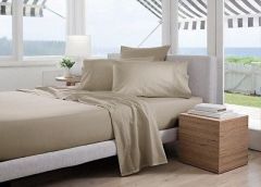 Pair of Sheridan Percale 300TC Cotton Standard Pillow Cases in Husk
