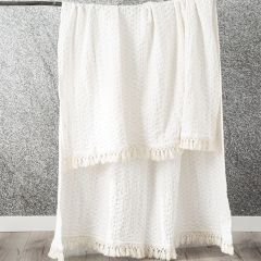 Renee Taylor Alysian Washed Cotton Textured Throw -White