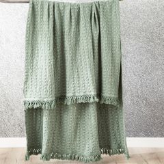 Renee Taylor Alysian Washed Cotton Textured Throw -Jade