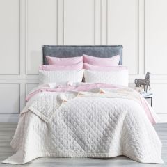 Renee Taylor Cavallo French Linen Quilted Coverlet Set White Super King
