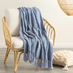 Renee Taylor Newland Polyester Chenille Throw French Blue