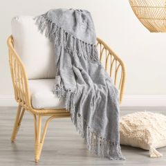 Renee Taylor Newland Polyester Chenille Throw Silverline