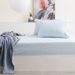 Park Avenue 500 Thread Count Bamboo Cotton Fitted Sheet Combo Mid Blue