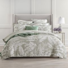 Renee Taylor Palm Tree Jacquard Quilt Cover Set Sage Green