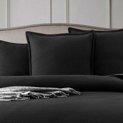 Renee Taylor Chevron Jacquard Quilt cover set Euro P/C Black