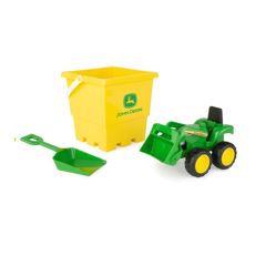 John Deere 15cm Sand Pit Bucket Set: Green Tractor w/Yellow Square Bucket & Green Shovel