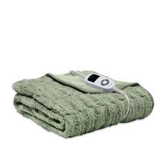 Gainsborough Deluxe Heated Faux Fur Reversible Blanket- Sage Green