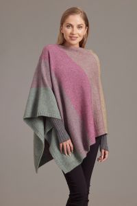 McDonald Possum Merino Ombre Womens Poncho-Mint/Heather/Mocha