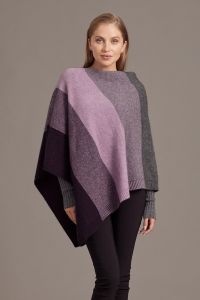 McDonald Possum Merino Ombre Womens Poncho-Plum/Lilac/Pewter