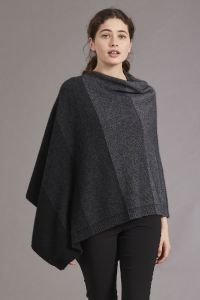 McDonald Possum Merino Ombre Womens Poncho -Black/Charcoal/Pewter