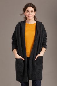 McDonald Possum Merino Womens Oversize Hood Jacket Charcoal
