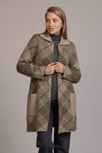 McDonald Possum Merino Womens Tartan Overcoat Ash