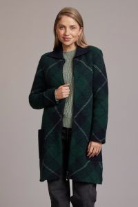 McDonald Possum Merino Womens Tartan Overcoat Jade