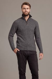 McDonald Mens Cable Jersey with Contrast Trim
