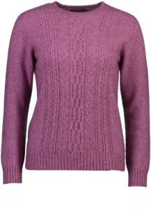 McDonald Possum Merino Womens Crew Neck Jersey with Lace Detail Heather