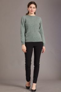McDonald Possum Merino Womens Crew Neck Jersey with Lace Detail Mint