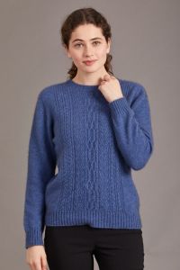 McDonald Possum Merino Womens Crew Neck Jersey with Lace Detail Orchid