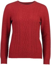 McDonald Possum Merino Womens Crew Neck Jersey with Lace Detail Red
