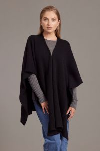 McDonald Possum Merino Womens Split Front Cape-Black