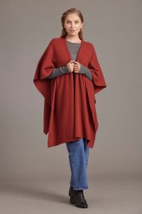 McDonald Possum Merino Womens Split Front Cape-Red