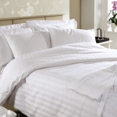 Ramco 500TC Egyptian Cotton Hotel Quality KING Bed sheet Set in White Stripe