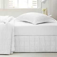 Abbotson Linen Quilted Bed Skirt White Queen