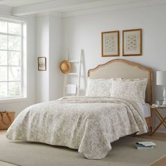 Laura Ashley Amberley Printed Coverlet Set -Biscuit
