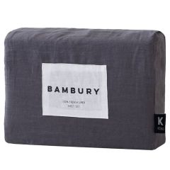 Bambury French Linen Sheet Set Charcoal Queen