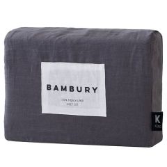 Bambury French Linen Sheet Set Charcoal King