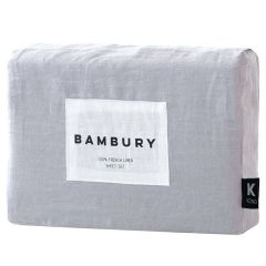 Bambury French Linen Sheet Set Silver King