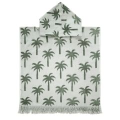 Bambury Kids Palm Poncho Hooded Beach Towels|Quick Drying - Sage