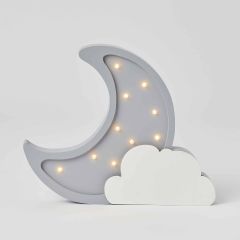 Jiggle & Giggle Kids Wooden Night Light- Moon Grey