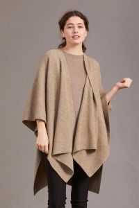 McDonald Possum Merino Womens Cape Wrap With Button Detail