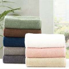 Renee Taylor Cobblestone 650 GSM Cotton Ribbed Bath Towels