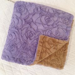 Angads Cozy Rose Double Sided Throw in Lavender & Beige Colour 160x160cm