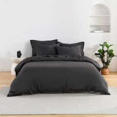 Luxe Bedding Bamboo Cotton 400TC Quilt Cover Set Charcoal