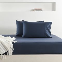 Luxe Bedding Bamboo Cotton 400TC Fitted Sheet & Pillowcase Combo Midnight