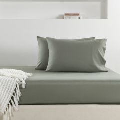 Luxe Bedding Bamboo Cotton 400TC Fitted Sheet & Pillowcase Combo Eucalyptus