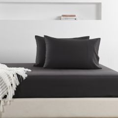 Luxe Bedding Bamboo Cotton 400TC Fitted Sheet & Pillowcase Combo Charcoal