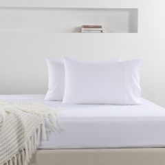 Luxe Bedding Bamboo Cotton 400TC Fitted Sheet & Pillowcase Combo White
