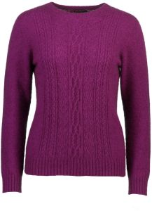 McDonald Possum Merino Womens Crew Neck Jersey with Lace Detail Berry