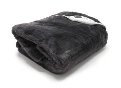 Onkaparinga Faux Mink Heated Throw Charcoal